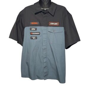 BRP Can-Am Rotax Men’s Colorblock Work Shirt Black Gray Short Sleeve XL